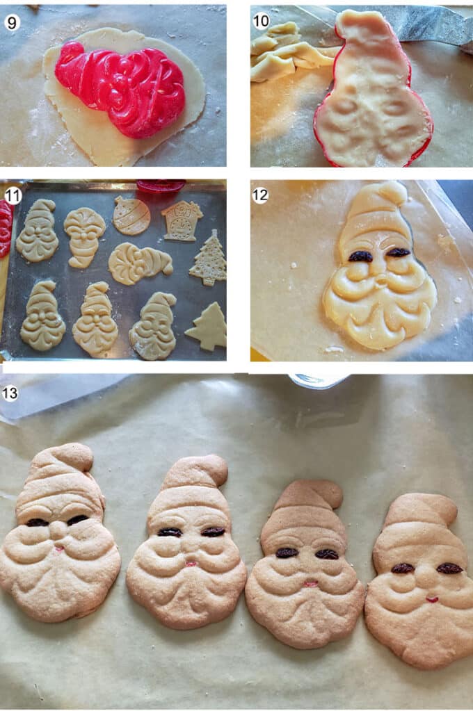 Collage of photos to explain cutting the cookies out. See details in recipe card below.