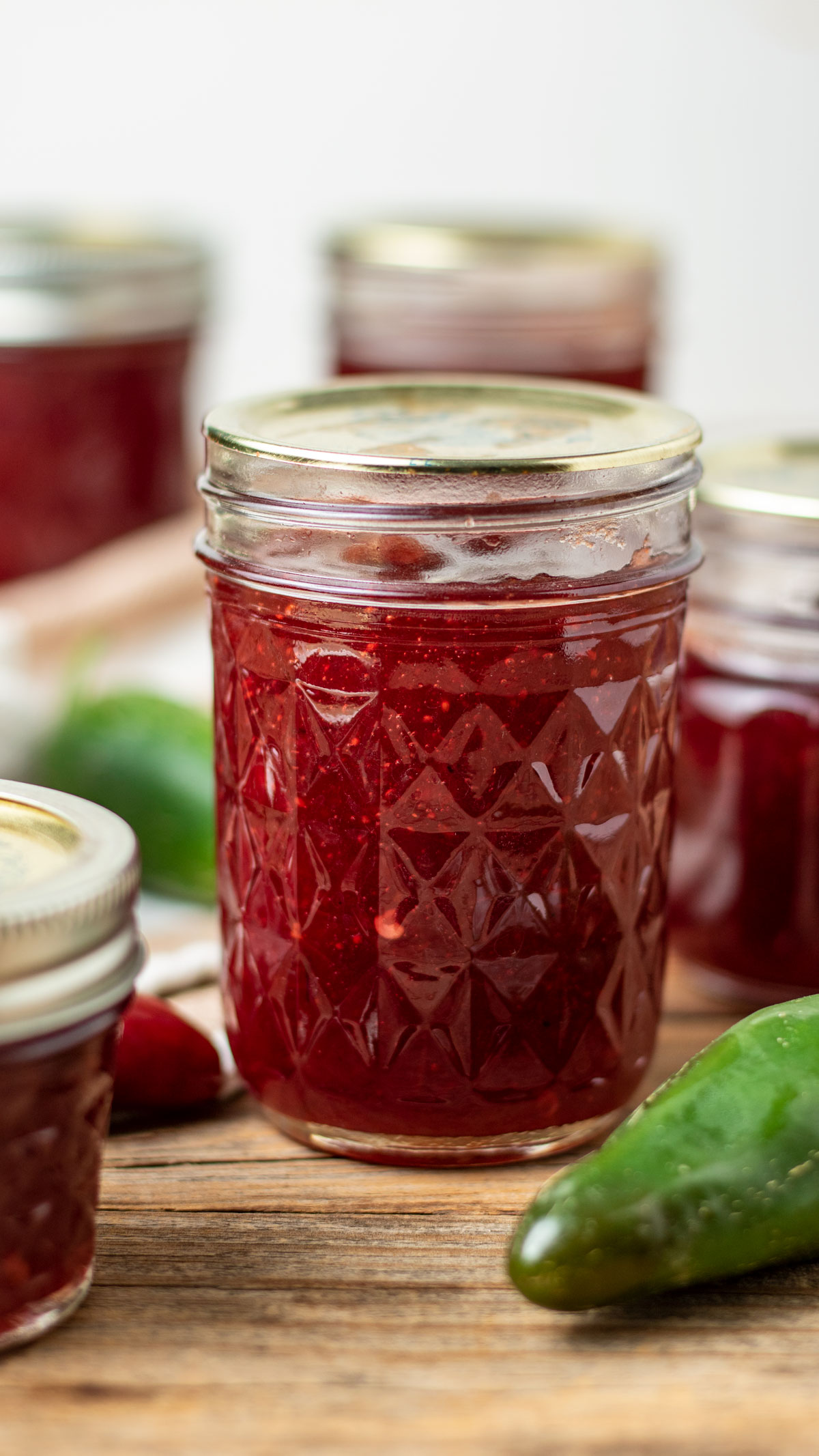 Canned Cranberry Jalapeno jelly in jars.