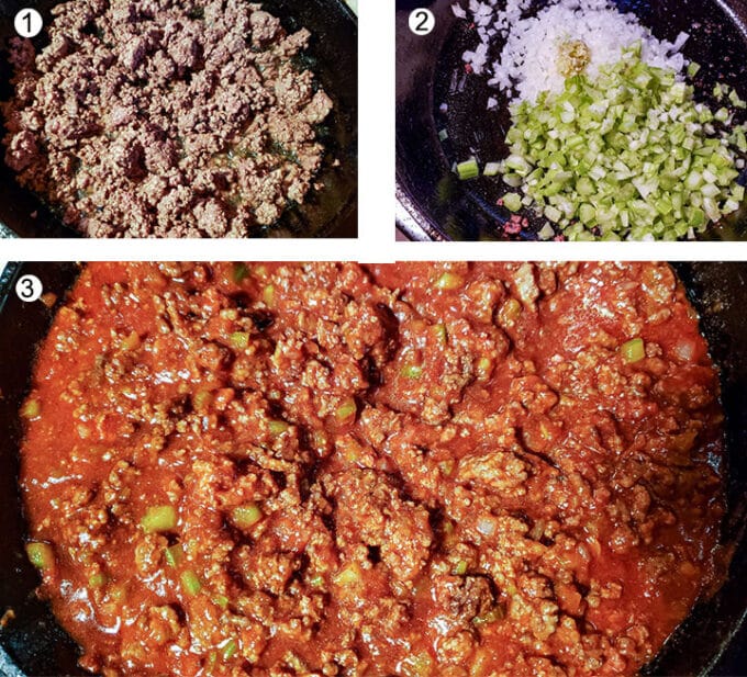 Process photos how to make sloppy joes. Details in recipe.