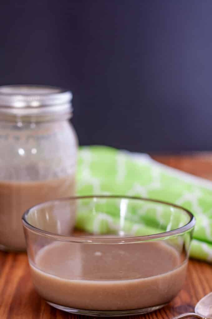 Condensed milk with green tea towel.