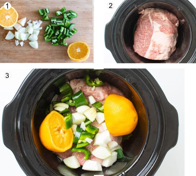 How to make carnitas process photos. For details see recipes below.