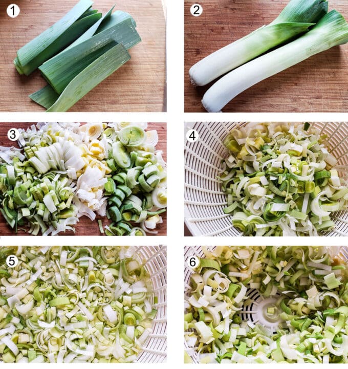 How to wash leeks collage. See details in recipe below.