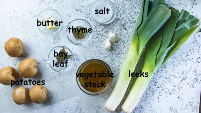 Ingredients for soup. See details in recipe below.