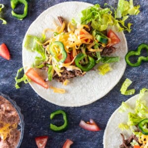 Taco on gray background.