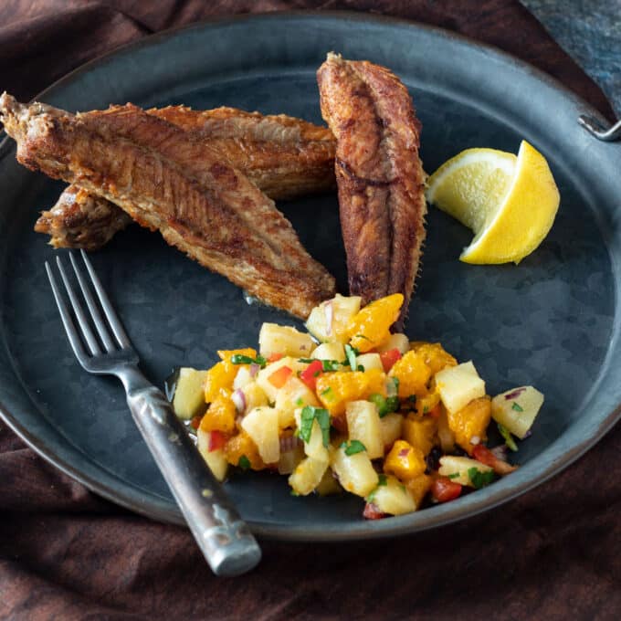 Bullhead arranged on platter.