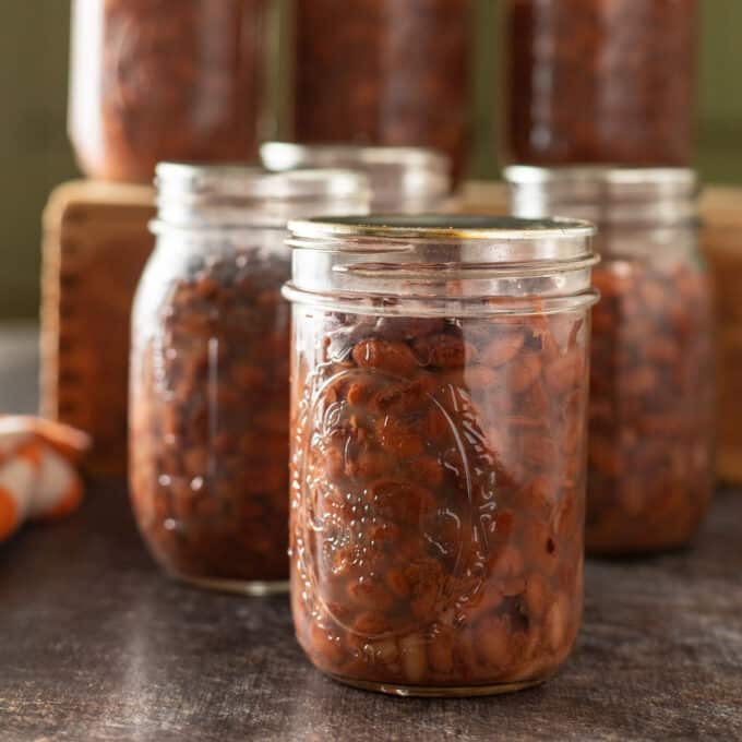 Multiple jars of beans.