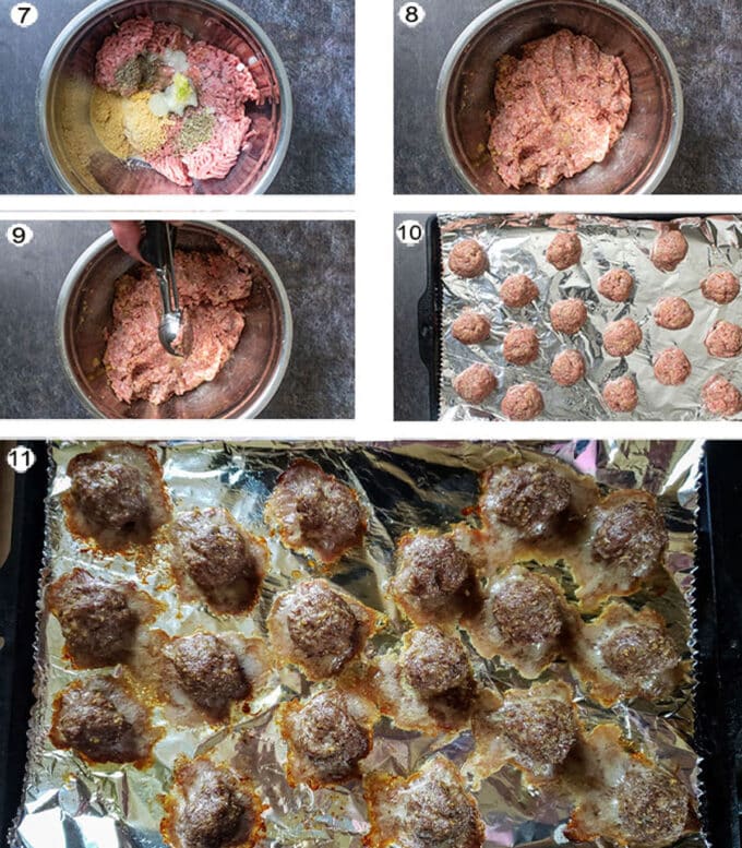 Step by step photos for meatballs. See recipe below for details.
