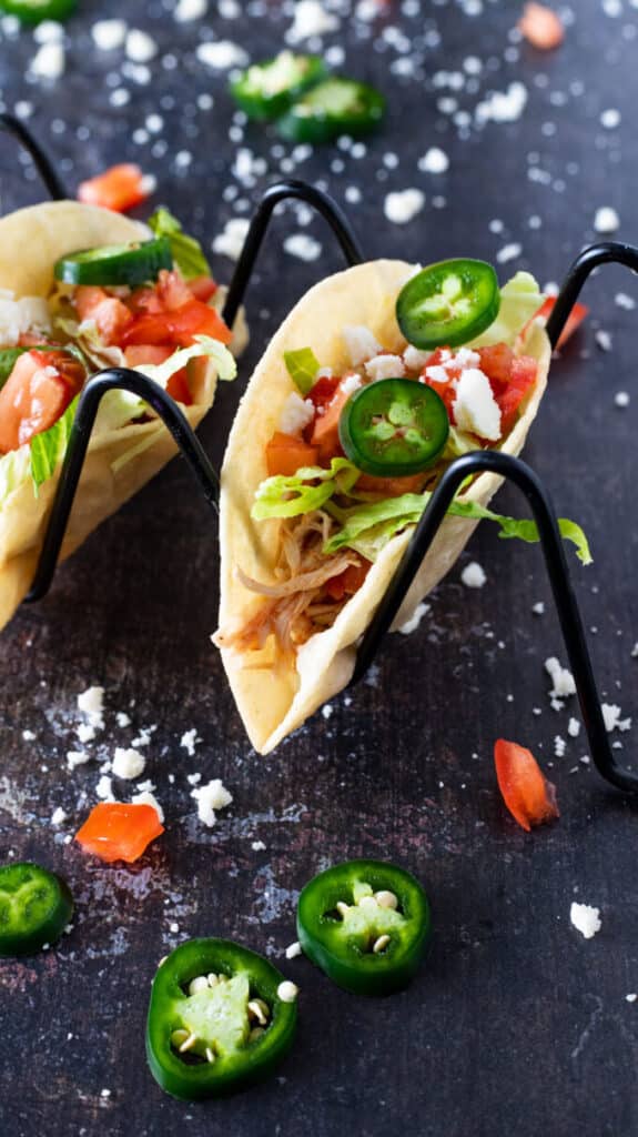 Close up of taco toppings.