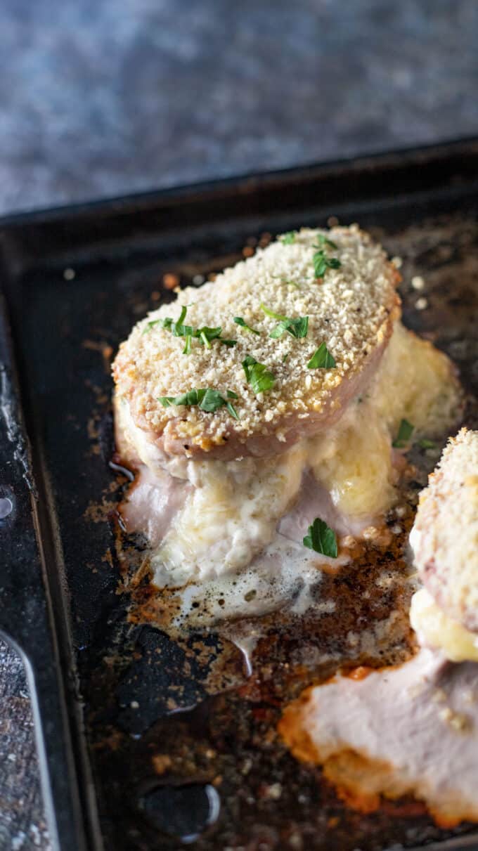 Overhead view of melted cheese.