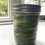 Fermented scapes in canning jar.