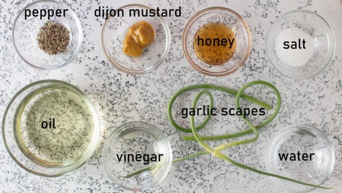Ingredients for dressing. See details in recipe below.