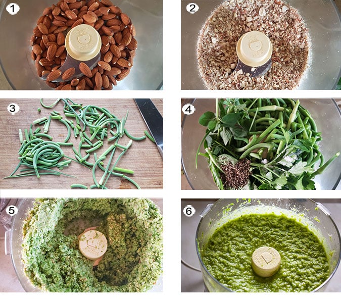 Ingredients for garlic scape pesto. See recipe below for details.