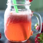 Close up of sparkling strawberry juice.