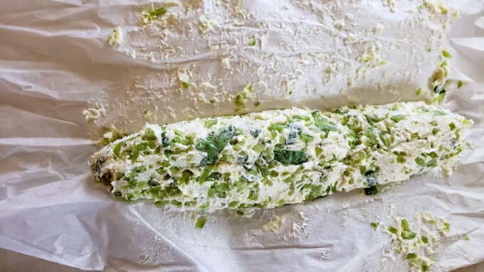 Butter rolled into a log in parchment paper.