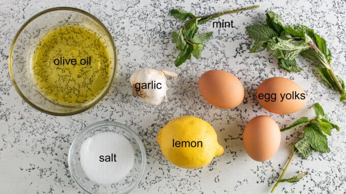 Ingredients for Feta Lamb Burgers. See details in recipe below.