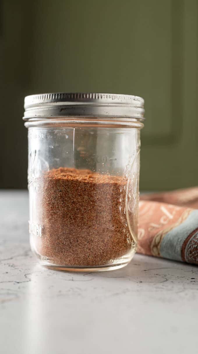 Ingredients mixed together in jar.