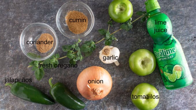 Ingredients for salsa verde. See recipe below for details.