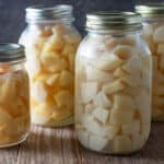 Diced, canned potatoes in jars.