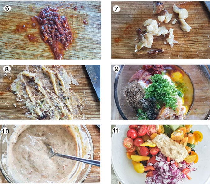 Step by step photographs of the process for making Southwestern salad. See details in recipe below.
