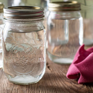 Mason jars filled with water.