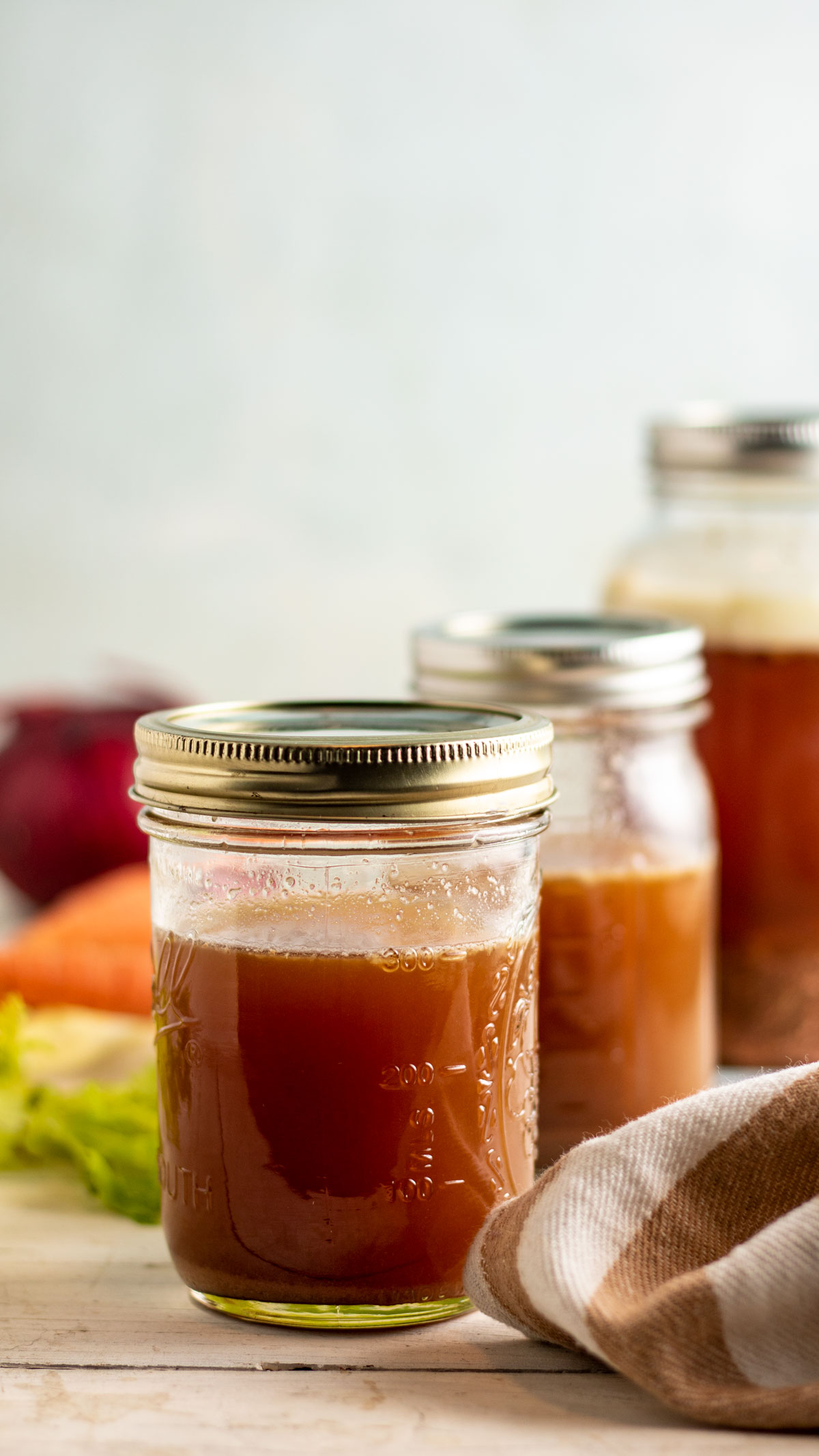 Bone stock in mason jars.