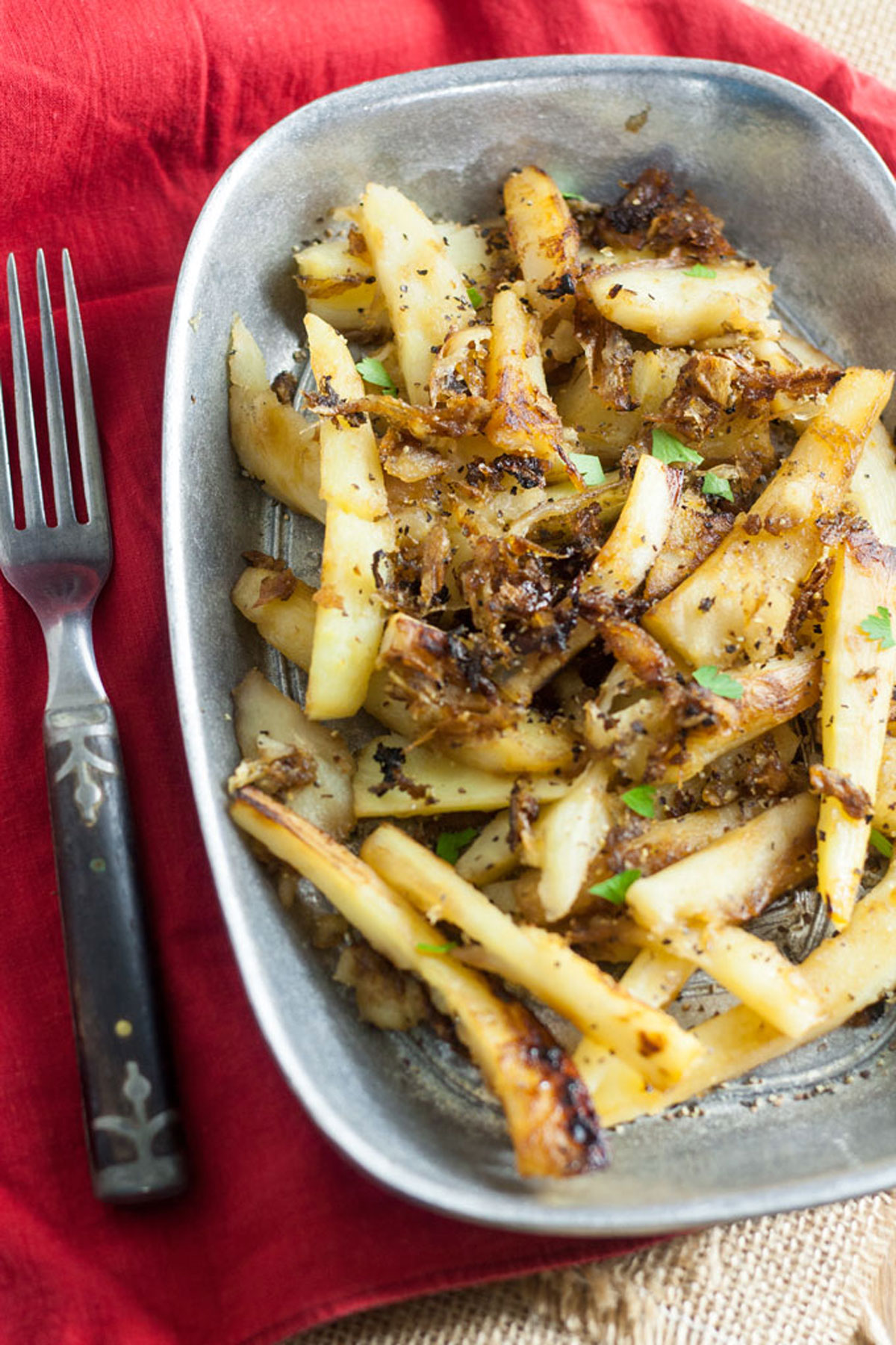 Golden brown Caramelized Parsnips