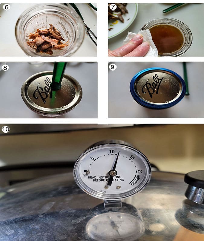 Step by step photos for canning bone broth. See recipe below for details.