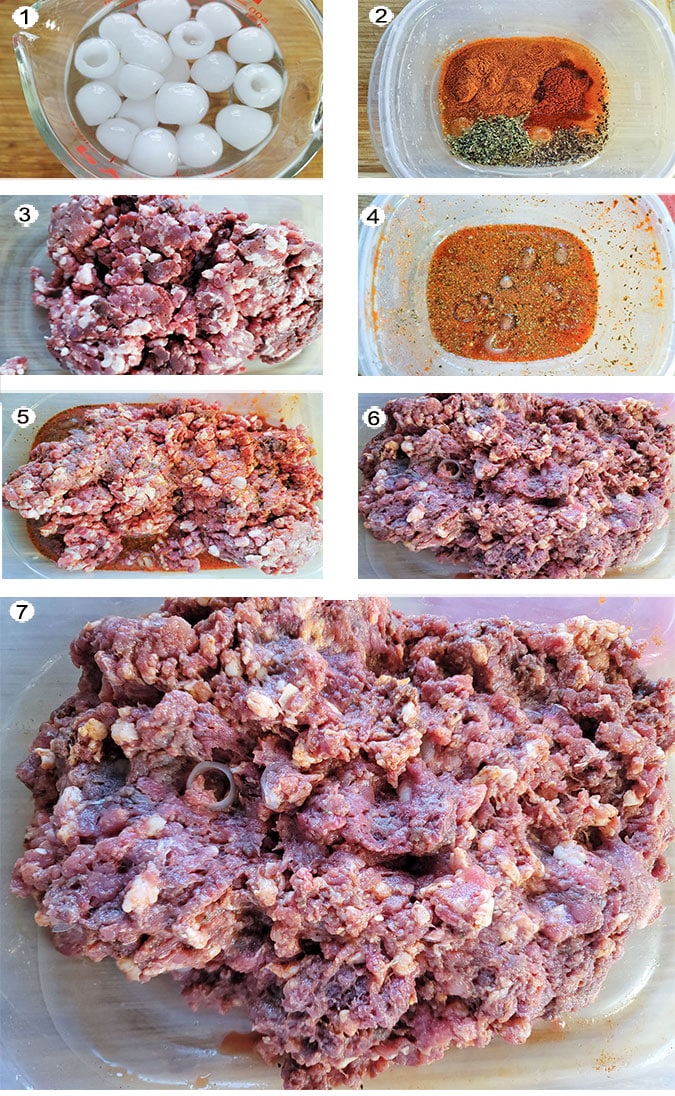 Step by step photographs of the process for making Venison Chorizo. See details in recipe below.