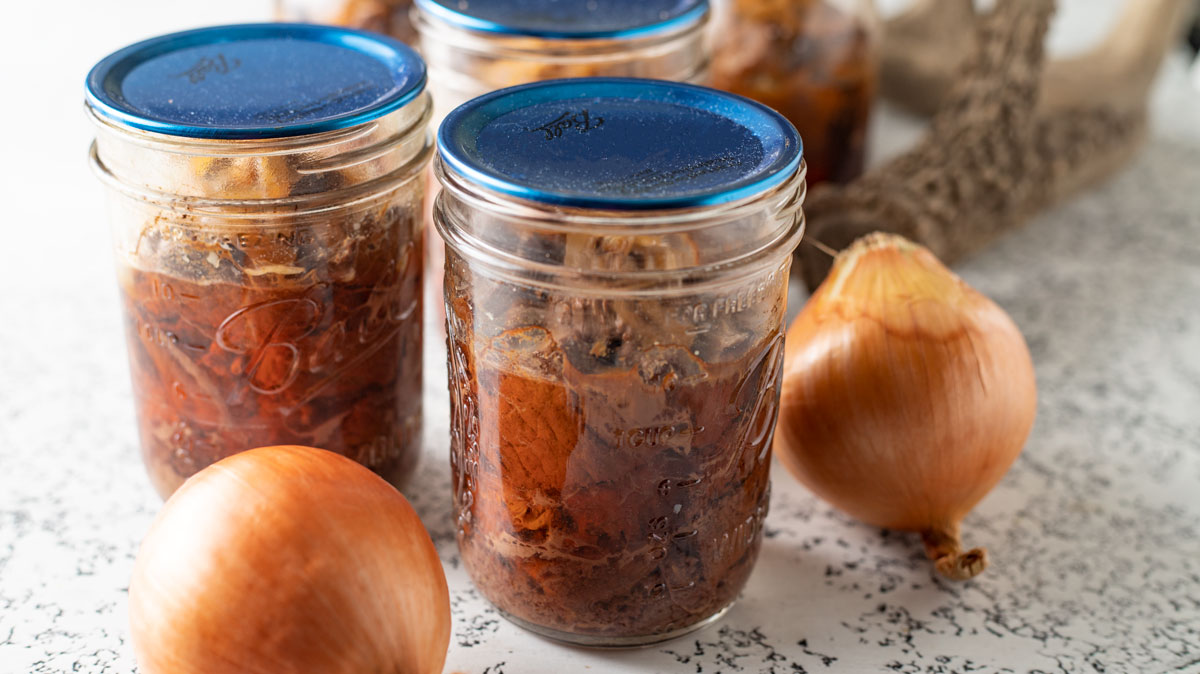 Close of photo of venison in canning jars.