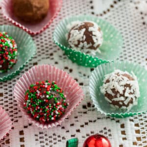 Colorful truffles in candy wrappers.
