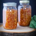 Fermenting peppers in quart canning jars.