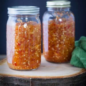 Fermenting peppers in quart canning jars.