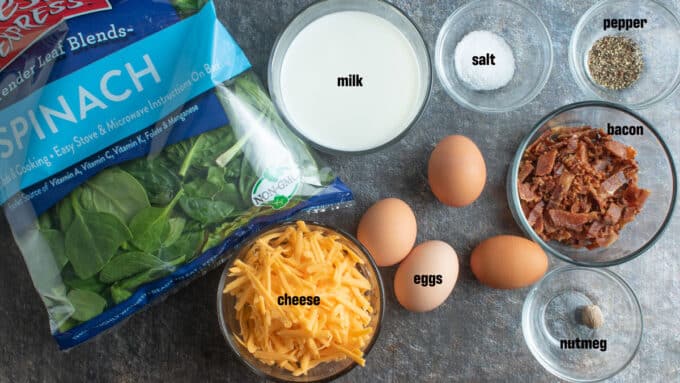Ingredients for quiche. See recipe for details