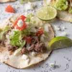 Close up photo of venison chorizo taco.