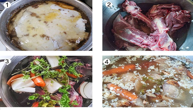 Step by step photographs of the process for canning Venison broth. See details in recipe below.