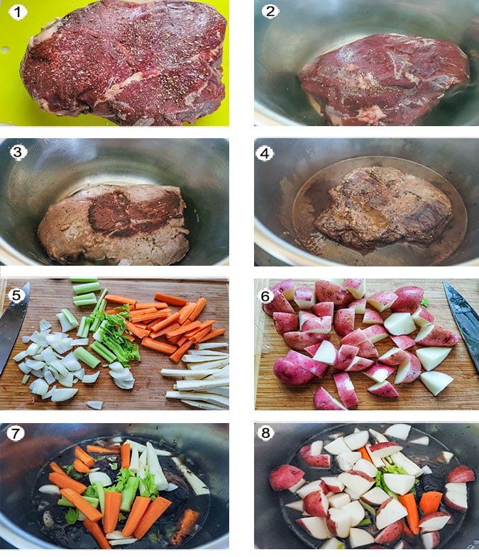 Step by step process for Venison Roast. See details in recipe below.