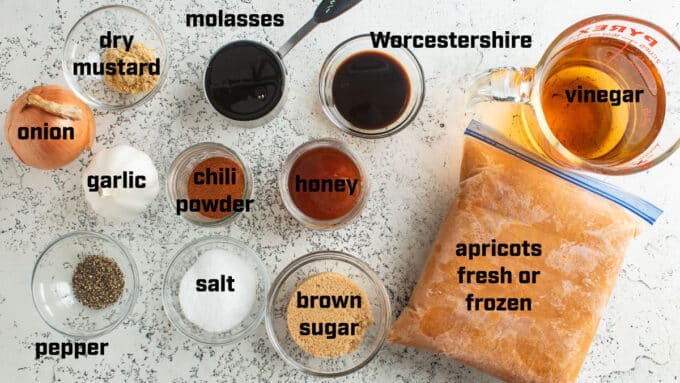 Ingredients for bbq sauce. See details in recipe below.