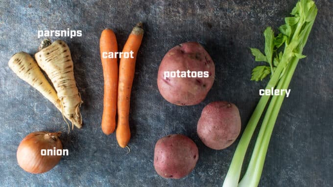 Vegetables for venison roast.