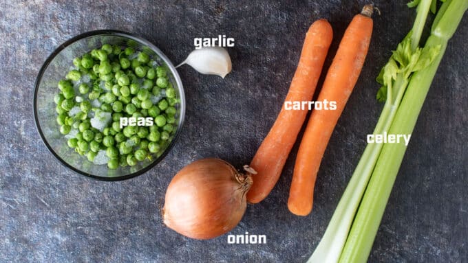 Vegetables for shepherd's pie. See recipe for details below.