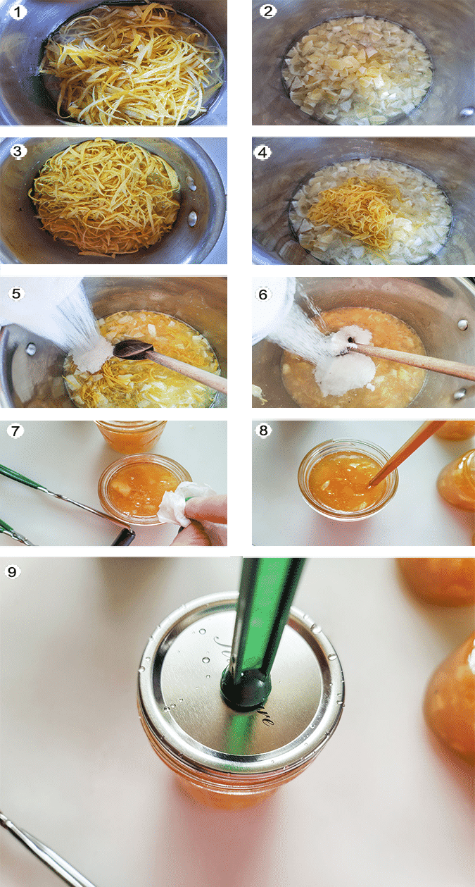 Step by step photos for making the jam.