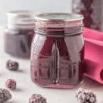 Jars of blackberry syrup.
