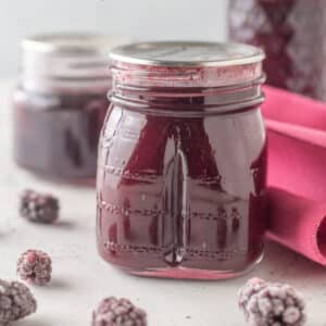 Jars of blackberry syrup.