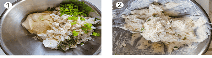 Step by step for how to make shrimp crab dip.