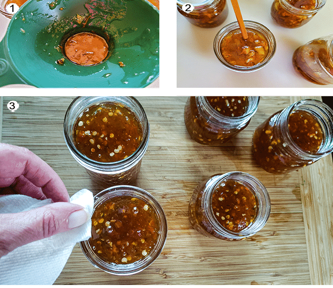Step by step process for canning carrot cake jam. See details in recipe below.