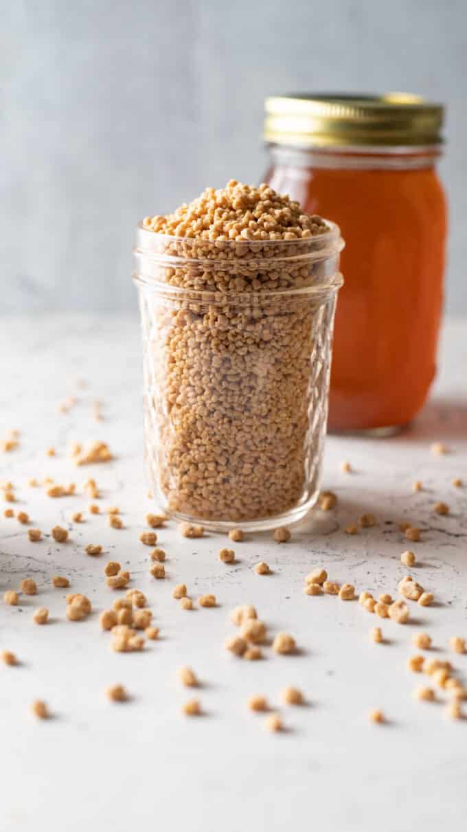 Sanding sugar texture in jar.