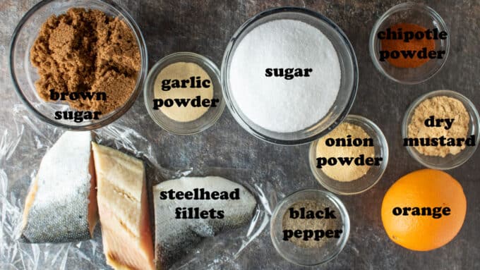 Ingredients for making brine for steelhead. See details in recipe below.