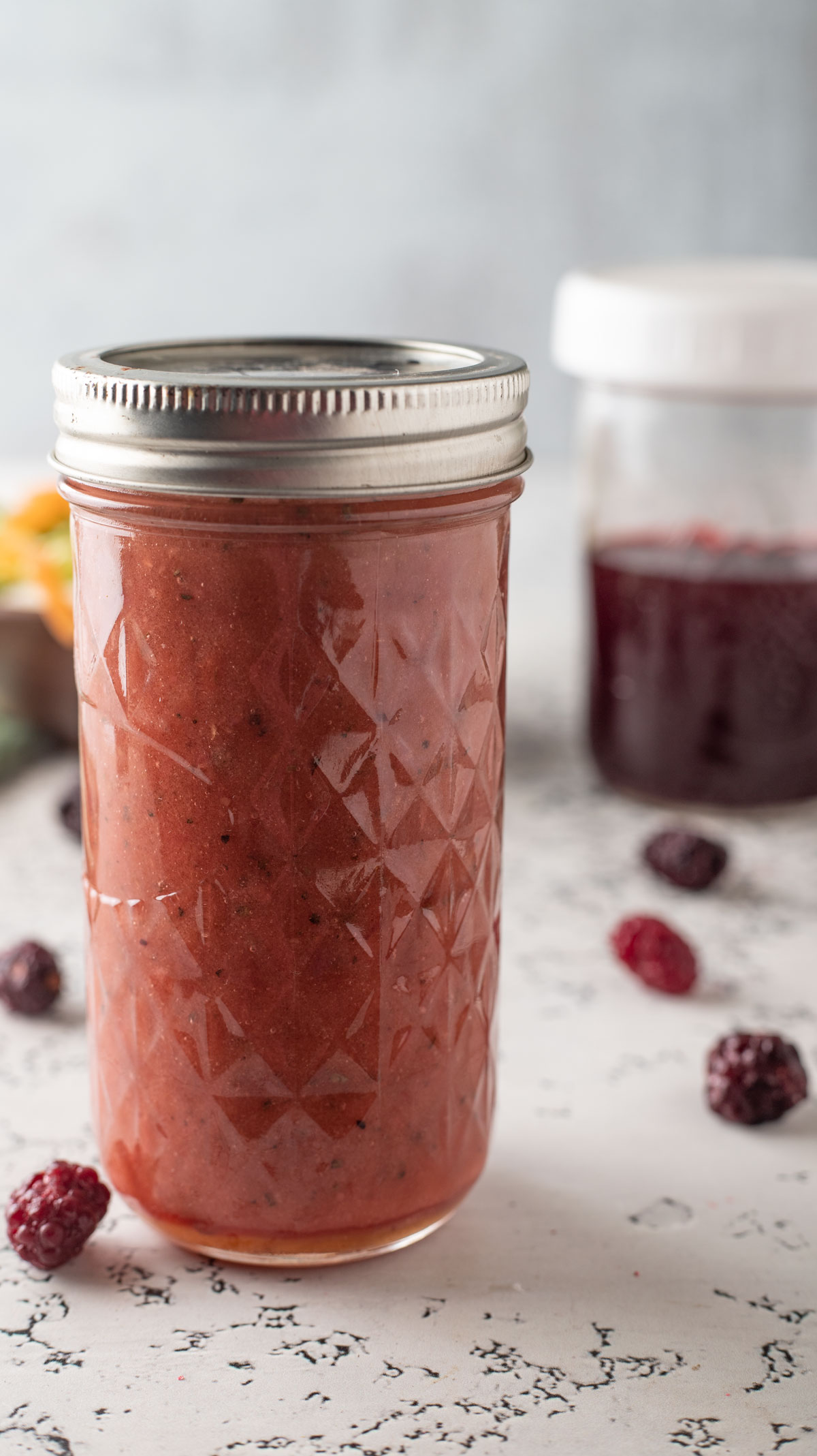Blackberry dressing with salad.