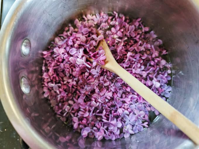 Petals added to sugar water.