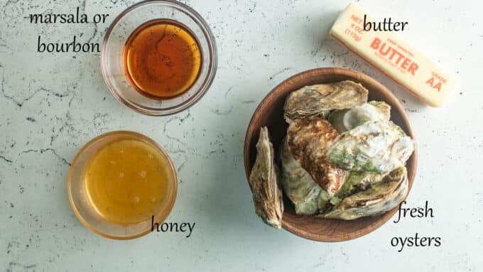 Ingredients for making smoked oysters. See details in recipe below.