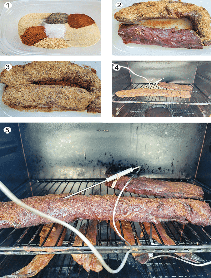 Step by step process for making smoked venison backstrap. See details in recipe below.